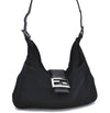 Authentic FENDI Mamma Baguette Shoulder Hand Bag Jersey Leather Black 4841B