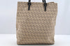 Authentic FENDI Vintage Zucchino Hand Bag Canvas Leather Beige 4841I