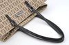 Authentic FENDI Vintage Zucchino Hand Bag Canvas Leather Beige 4841I