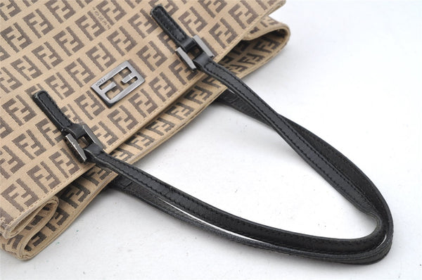 Authentic FENDI Vintage Zucchino Hand Bag Canvas Leather Beige 4841I