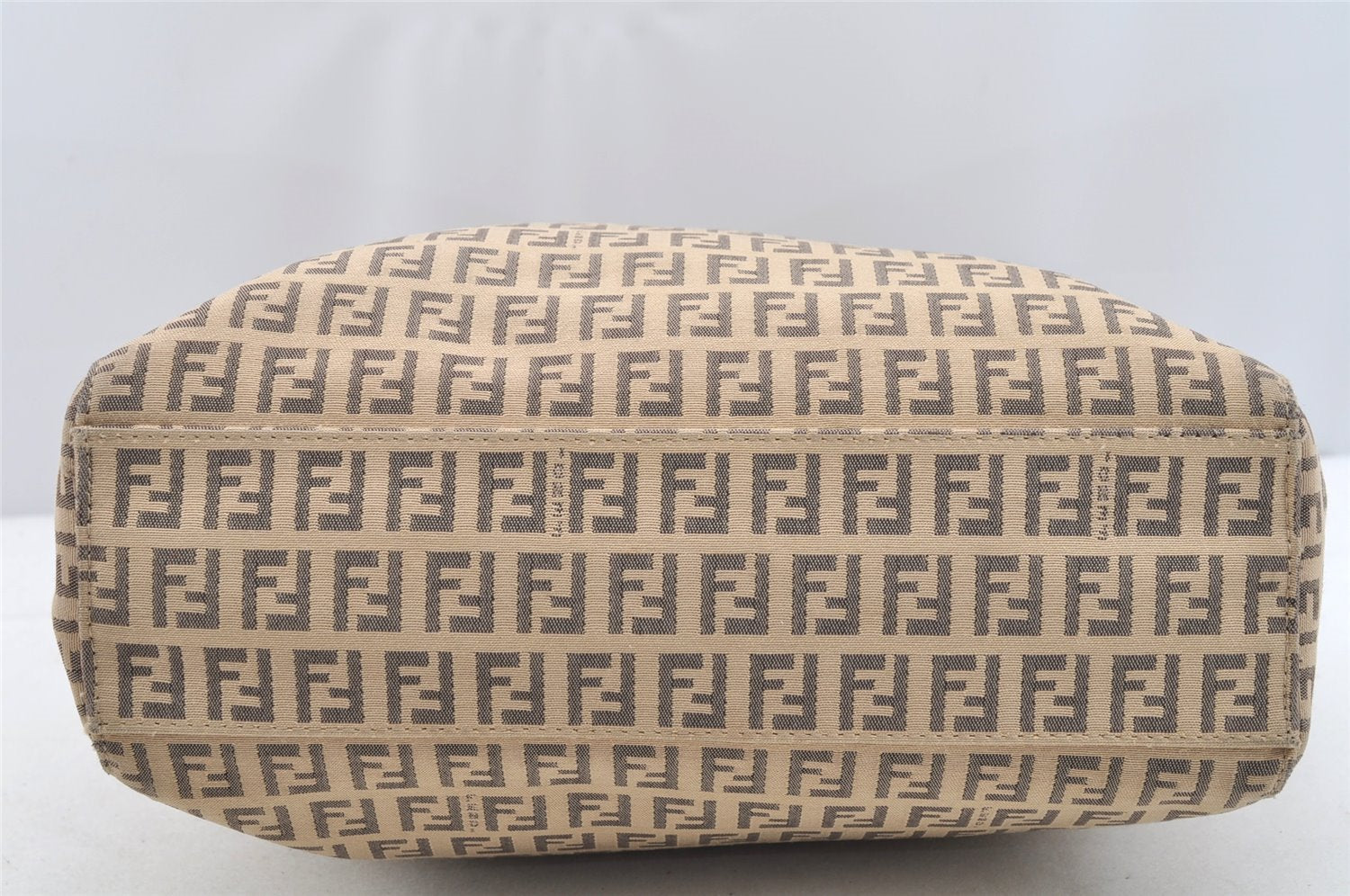 Authentic FENDI Vintage Zucchino Hand Bag Canvas Leather Beige 4841I