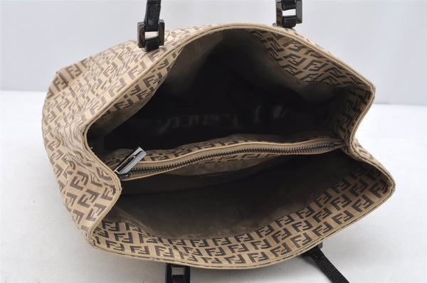 Authentic FENDI Vintage Zucchino Hand Bag Canvas Leather Beige 4841I