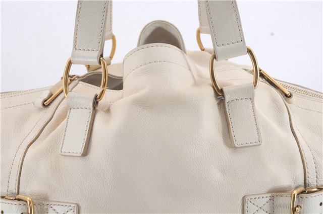 Authentic YVES SAINT LAURENT Downtown Shoulder Tote Bag Leather Ivory 4843D