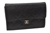 Authentic CHANEL Lamb Skin Matelasse Vintage Bifold Wallet Purse Black CC 4844I