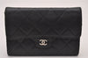 Authentic CHANEL Lamb Skin Matelasse Vintage Bifold Wallet Purse Black CC 4844I