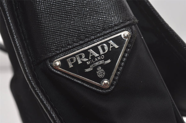 Authentic PRADA Nylon Tessuto Saffiano Leather Shoulder Cross Bag Black 4845I