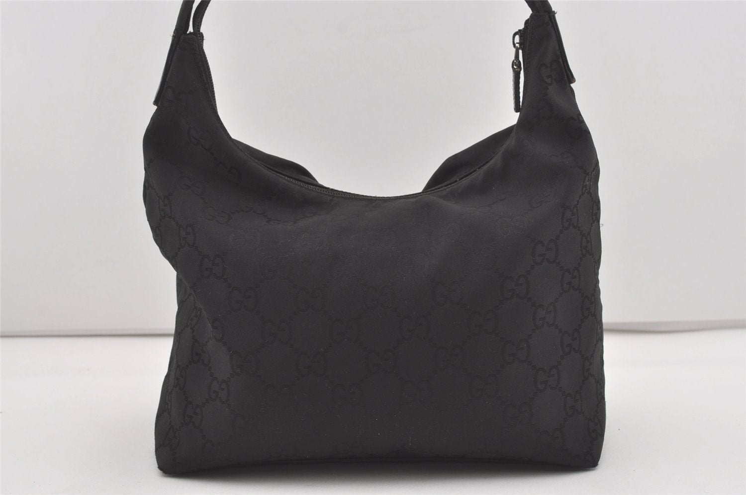 Authentic GUCCI Shoulder Hand Bag GG Nylon Leather 0013380 Black Junk 4847I