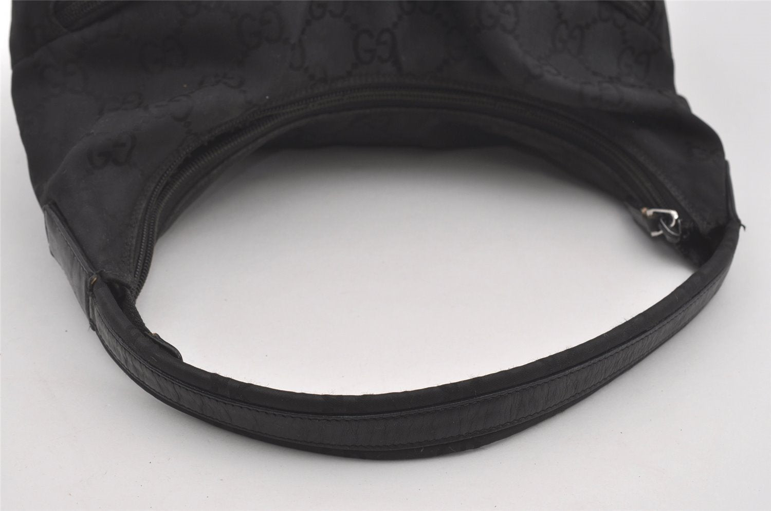 Authentic GUCCI Shoulder Hand Bag GG Nylon Leather 0013380 Black Junk 4847I