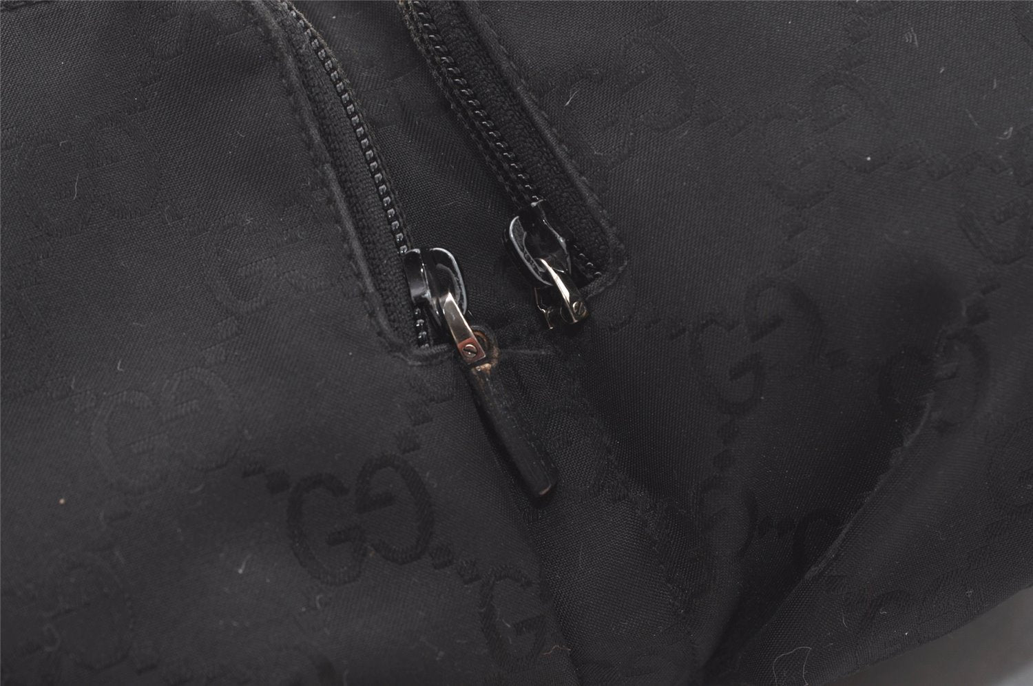 Authentic GUCCI Shoulder Hand Bag GG Nylon Leather 0013380 Black Junk 4847I