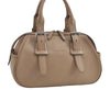 Authentic BURBERRY Vintage Leather Hand Boston Bag Beige 4849I