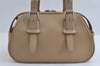 Authentic BURBERRY Vintage Leather Hand Boston Bag Beige 4849I