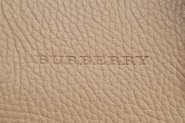 Authentic BURBERRY Vintage Leather Hand Boston Bag Beige 4849I