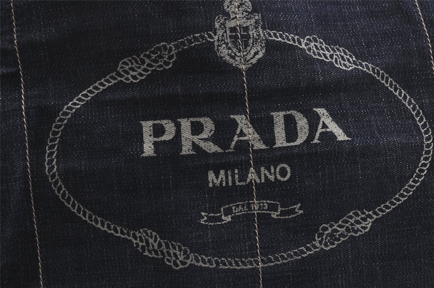 Authentic PRADA Canapa L Vintage Canvas Tote Hand Bag Denim Blue 4852I