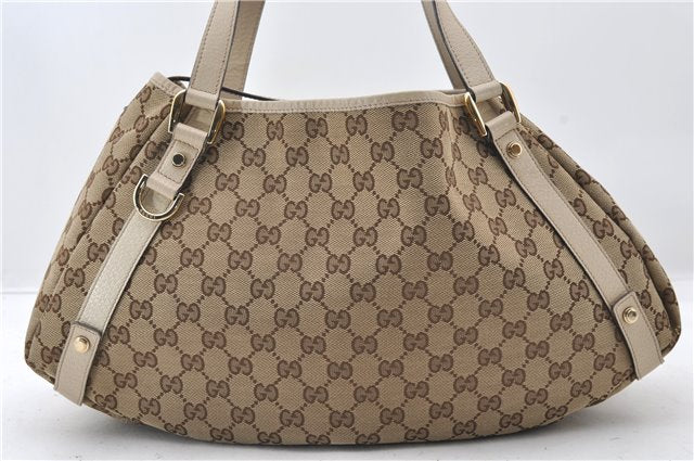 Authentic GUCCI Abbey Shoulder Tote Bag GG Canvas Leather 130736 Brown 4853E