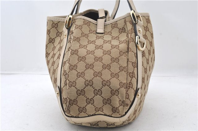 Authentic GUCCI Abbey Shoulder Tote Bag GG Canvas Leather 130736 Brown 4853E