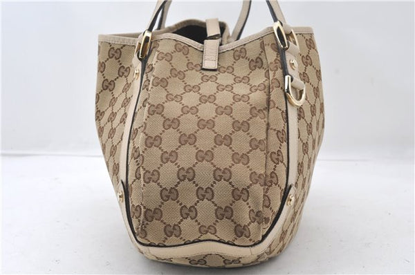 Authentic GUCCI Abbey Shoulder Tote Bag GG Canvas Leather 130736 Brown 4853E