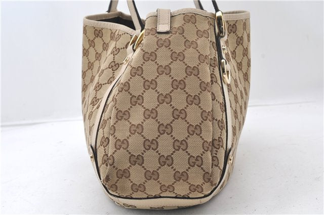 Authentic GUCCI Abbey Shoulder Tote Bag GG Canvas Leather 130736 Brown 4853E