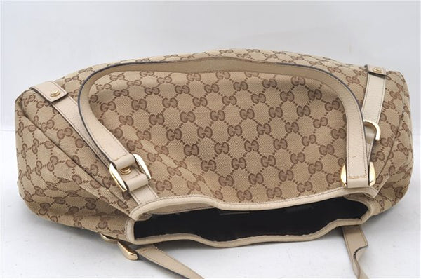 Authentic GUCCI Abbey Shoulder Tote Bag GG Canvas Leather 130736 Brown 4853E