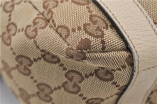 Authentic GUCCI Abbey Shoulder Tote Bag GG Canvas Leather 130736 Brown 4853E