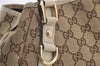 Authentic GUCCI Abbey Shoulder Tote Bag GG Canvas Leather 130736 Brown 4853E