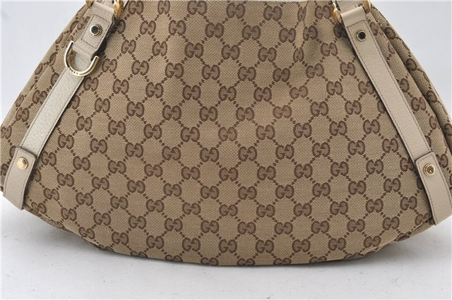 Authentic GUCCI Abbey Shoulder Tote Bag GG Canvas Leather 130736 Brown 4853E