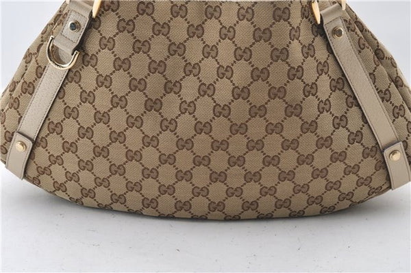 Authentic GUCCI Abbey Shoulder Tote Bag GG Canvas Leather 130736 Brown 4853E