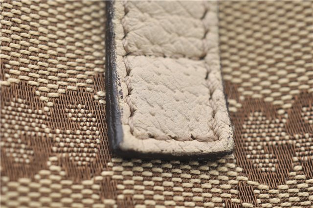 Authentic GUCCI Abbey Shoulder Tote Bag GG Canvas Leather 130736 Brown 4853E