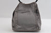 Authentic GUCCI Vintage Plastic Shoulder Hand Bag Velour 0013750 Gray 4853I