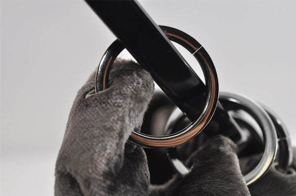 Authentic GUCCI Vintage Plastic Shoulder Hand Bag Velour 0013750 Gray 4853I