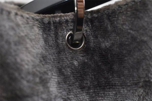 Authentic GUCCI Vintage Plastic Shoulder Hand Bag Velour 0013750 Gray 4853I