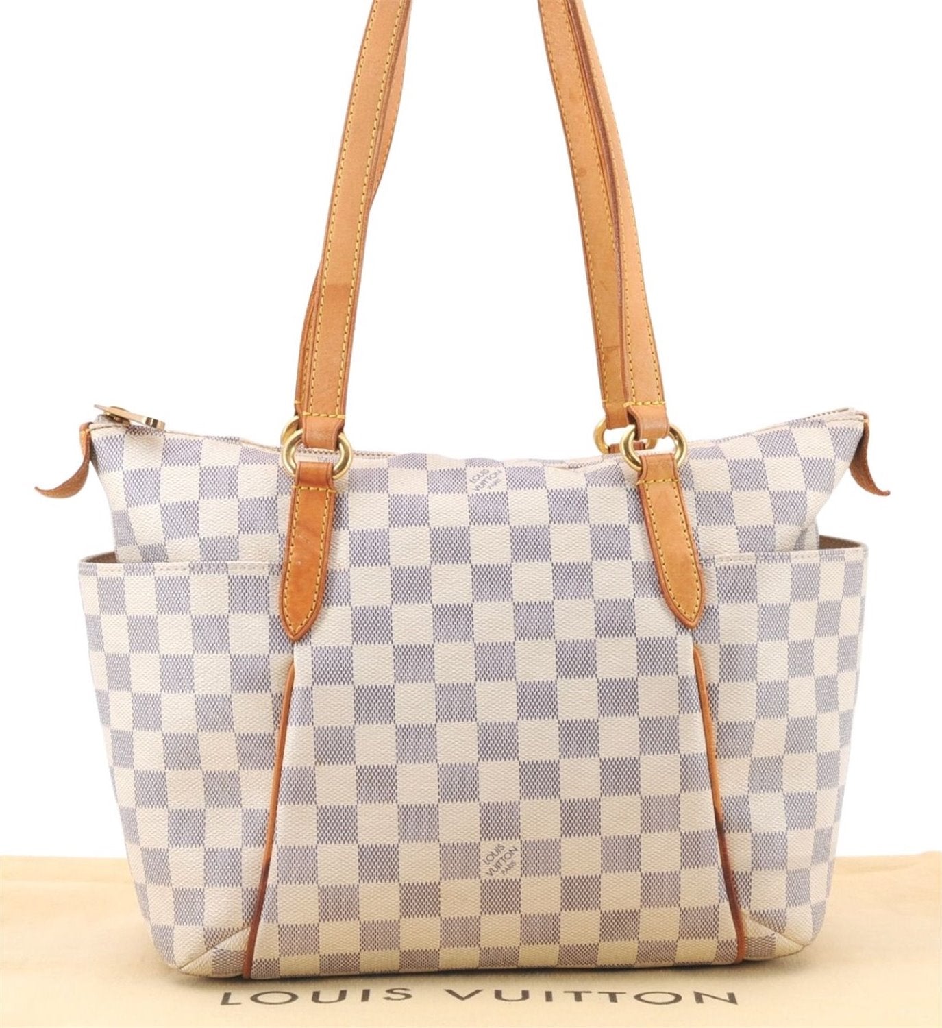 Authentic Louis Vuitton Damier Azur Totally PM Tote Bag White N41280 LV 4854E
