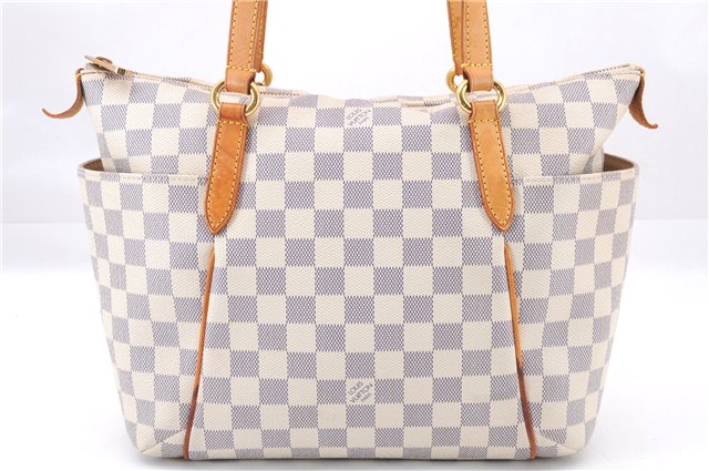 Authentic Louis Vuitton Damier Azur Totally PM Tote Bag White N41280 LV 4854E