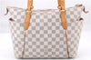Authentic Louis Vuitton Damier Azur Totally PM Tote Bag White N41280 LV 4854E