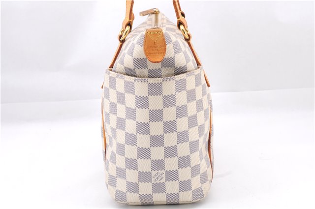 Authentic Louis Vuitton Damier Azur Totally PM Tote Bag White N41280 LV 4854E