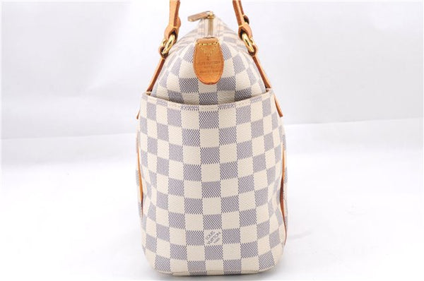 Authentic Louis Vuitton Damier Azur Totally PM Tote Bag White N41280 LV 4854E
