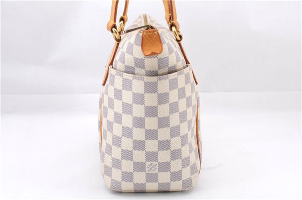 Authentic Louis Vuitton Damier Azur Totally PM Tote Bag White N41280 LV 4854E
