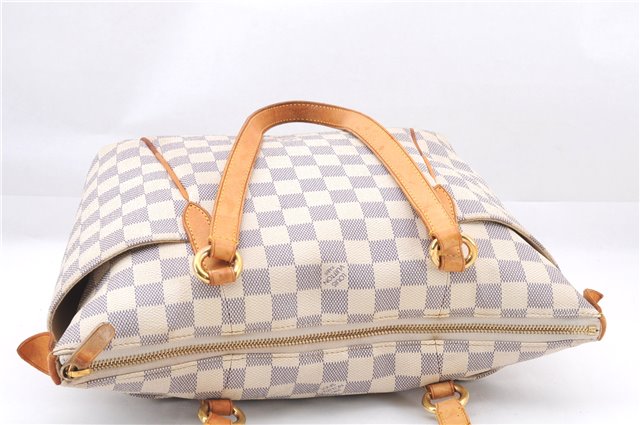 Authentic Louis Vuitton Damier Azur Totally PM Tote Bag White N41280 LV 4854E