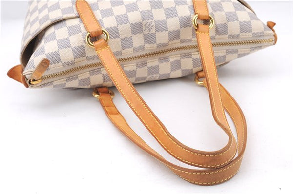 Authentic Louis Vuitton Damier Azur Totally PM Tote Bag White N41280 LV 4854E