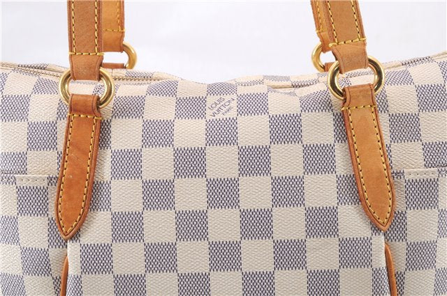 Authentic Louis Vuitton Damier Azur Totally PM Tote Bag White N41280 LV 4854E