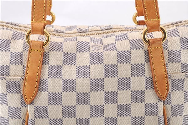 Authentic Louis Vuitton Damier Azur Totally PM Tote Bag White N41280 LV 4854E
