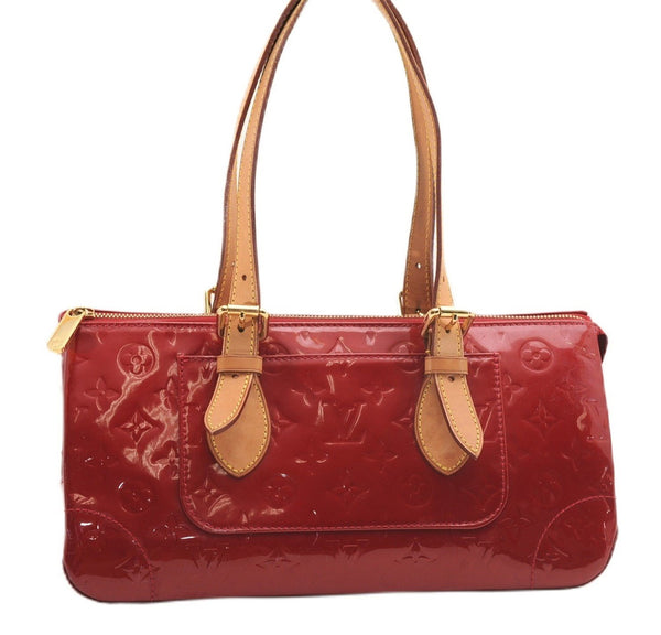 Authentic Louis Vuitton Vernis Rose Wood Avenue Shoulder Bag Red M93507 LV 4855F