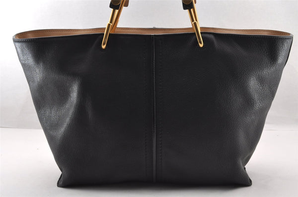 Authentic Chloe Vintage Keri Shoulder Tote Bag Leather Black 4855I