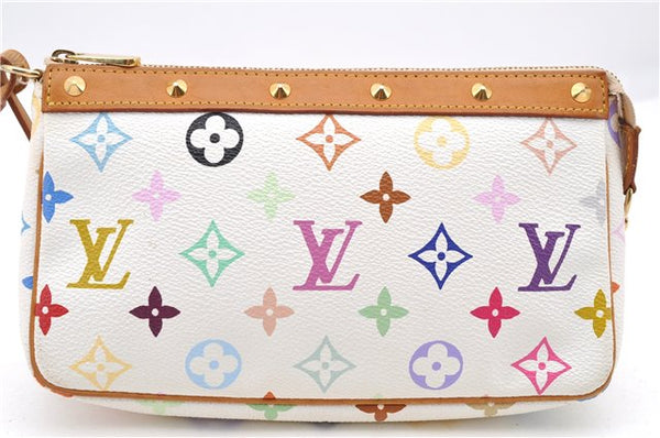 LOUIS VUITTON Monogram Multicolor Pochette Accessoires Pouch M92649 White 4856C