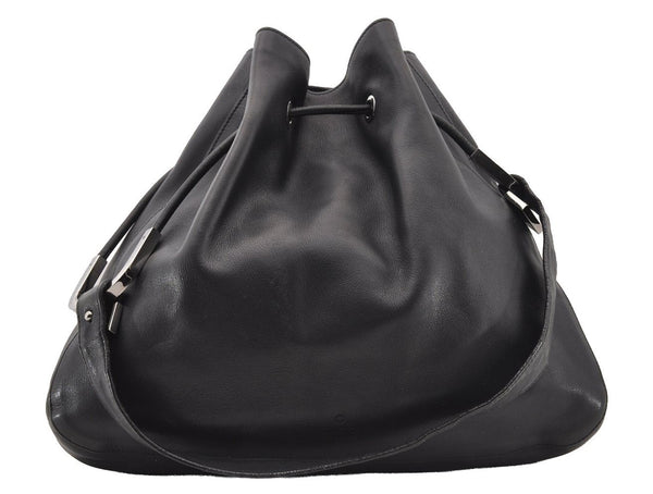 Authentic GUCCI Vintage Shoulder Bag Purse Leather 0013746 Black 4856I
