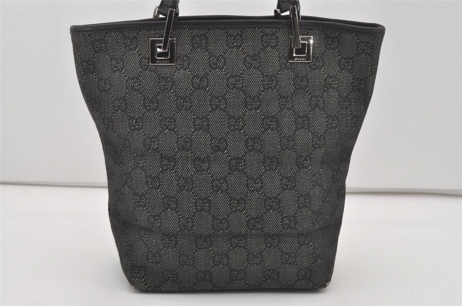 Authentic GUCCI Shoulder Tote Bag Purse GG Canvas Leather 31244 Black 4857I