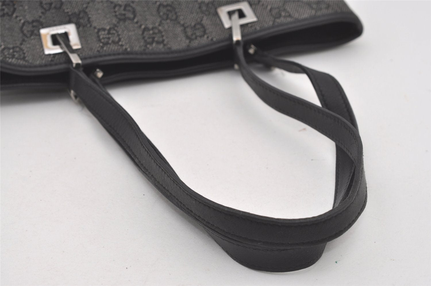 Authentic GUCCI Shoulder Tote Bag Purse GG Canvas Leather 31244 Black 4857I