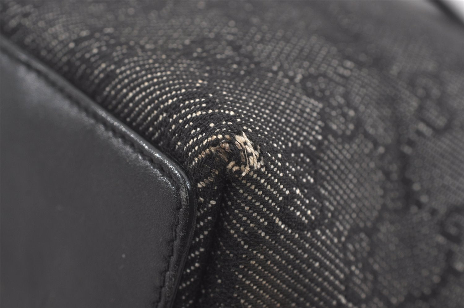 Authentic GUCCI Shoulder Tote Bag Purse GG Canvas Leather 31244 Black 4857I