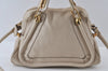 Authentic Chloe Paraty Medium 2Way Shoulder Hand Bag Purse Leather White 4858I