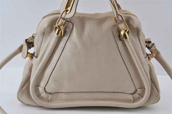 Authentic Chloe Paraty Medium 2Way Shoulder Hand Bag Purse Leather White 4858I