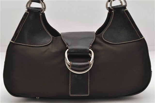 Authentic PRADA Nylon Leather Hand Shoulder Bag Brown 4859D